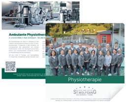 Physiotherapie in Privatklinik St. Wolfgang: Bilder aus der Broschüre mit allen Physiotherapeuten und Räumlichkeiten