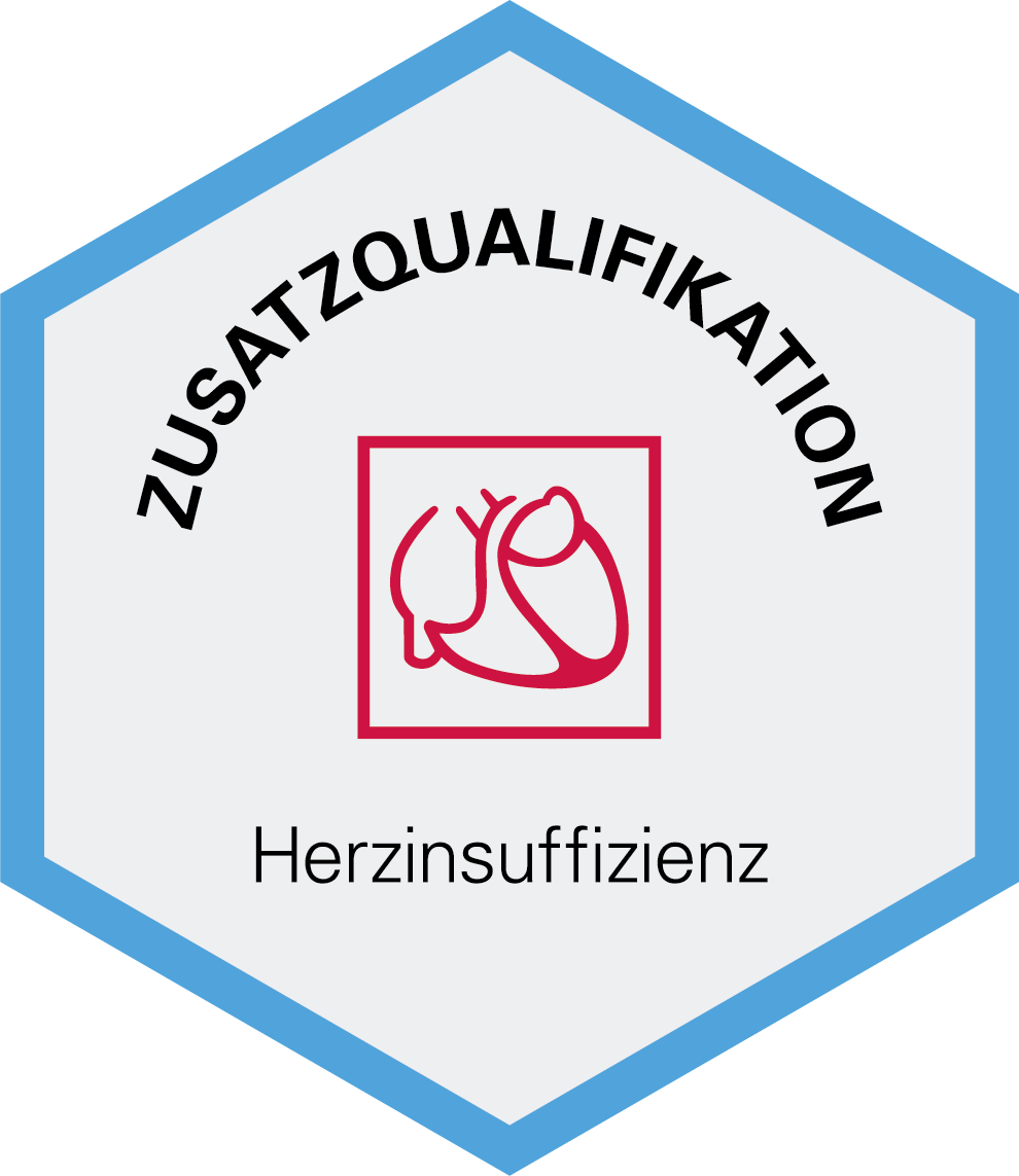 Certificate titled "Zertifikat" from Deutsche Gesellschaft für Kardiologie, acknowledging "Zusatzqualifikation Herzinsuffizienz."